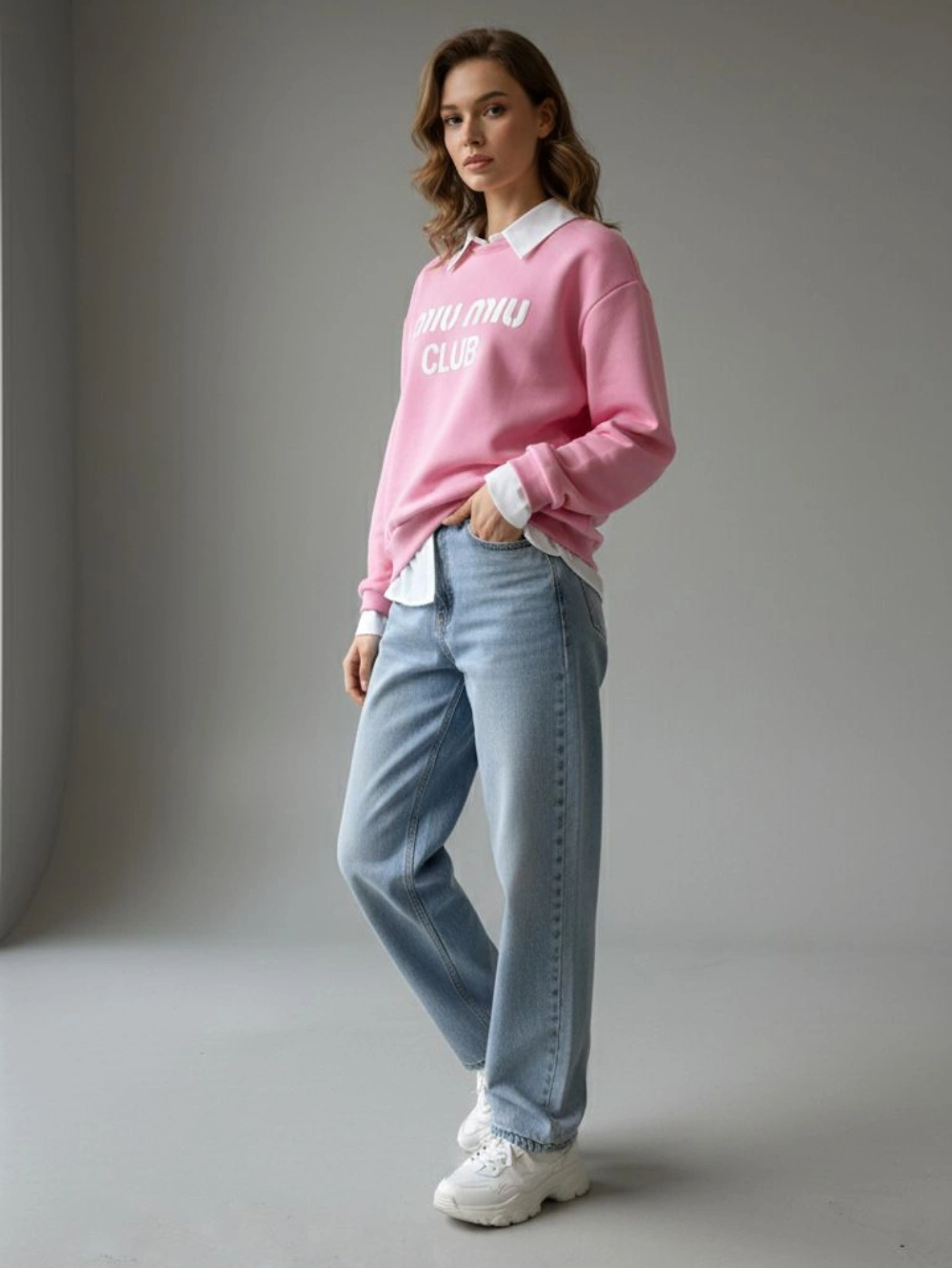 Pull Élégant À Col Chemise