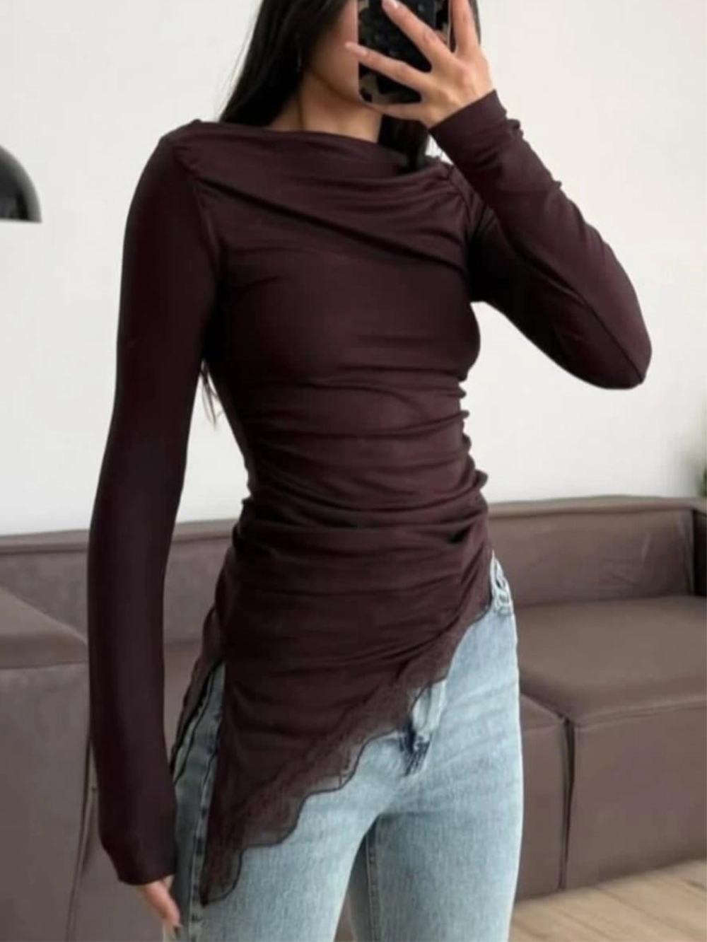 Pull Asymétrique En Dentelle